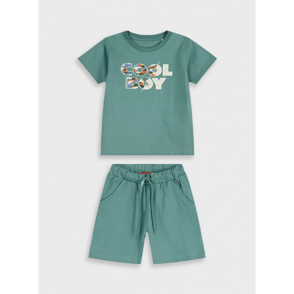 Παιδικό Σετ Μακό με Μπλούζα Cool Boy και Βερμούδα Αγόρι (2-6) –Πράσινο– 12-226174-0