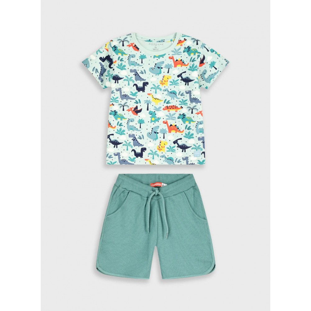 Παιδικό Σετ Μακό με Μπλούζα Dino και Βερμούδα Αγόρι (2-6) –Πράσινο της Ερήμου– 12-226176-0