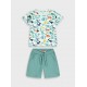 Παιδικό Σετ Μακό με Μπλούζα Dino και Βερμούδα Αγόρι (2-6) –Πράσινο της Ερήμου– 12-226176-0