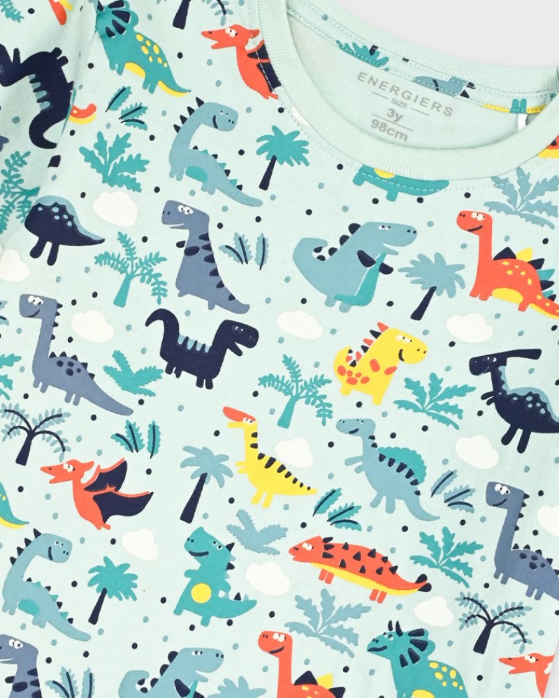 Παιδικό Σετ Μακό με Μπλούζα Dino και Βερμούδα Αγόρι (2-6) –Πράσινο της Ερήμου– 