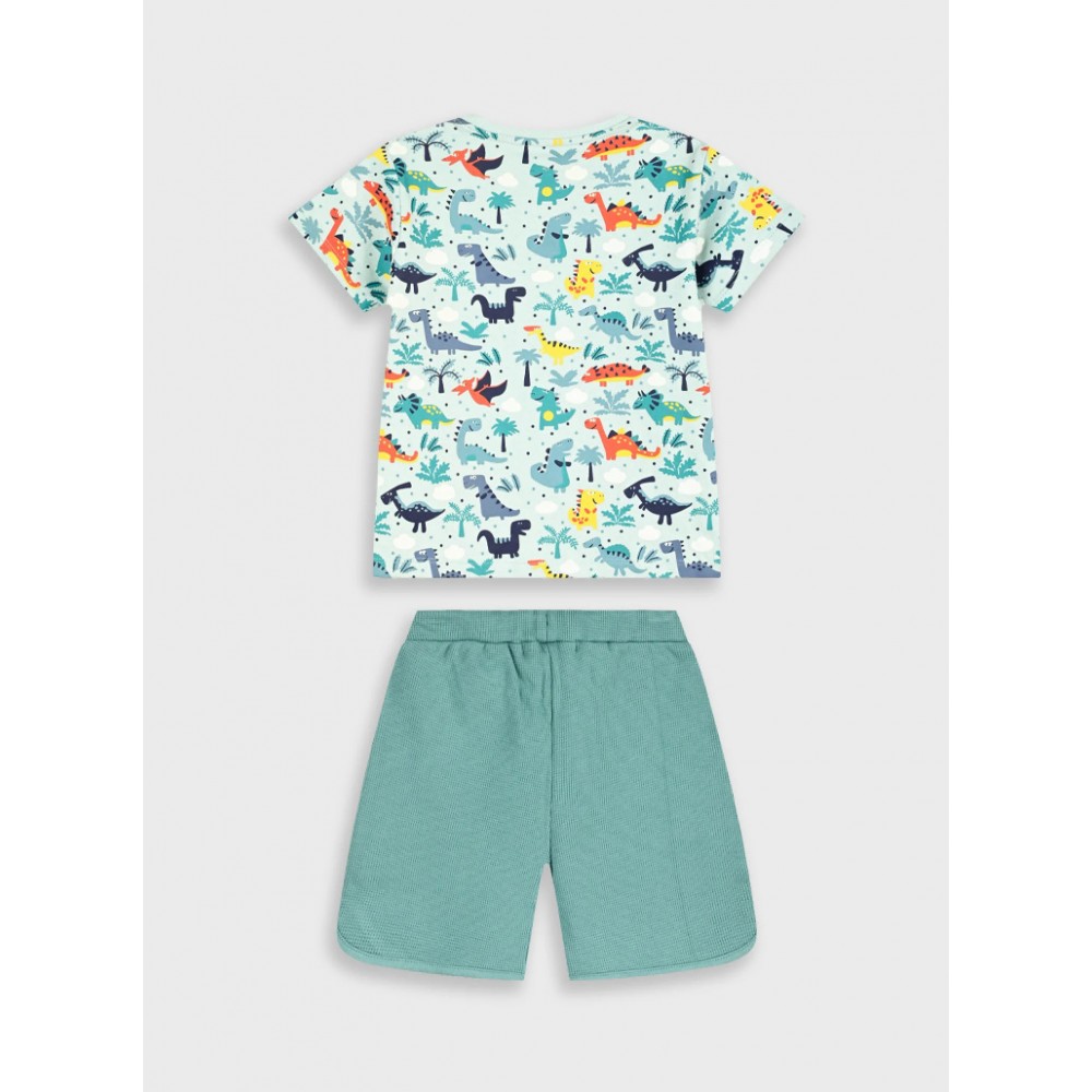 Παιδικό Σετ Μακό με Μπλούζα Dino και Βερμούδα Αγόρι (2-6) –Πράσινο της Ερήμου– 12-226176-0