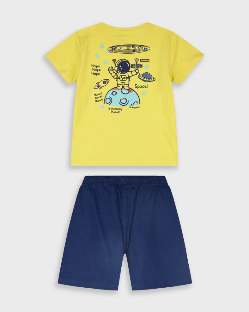 Παιδικό Σετ Μακό με Μπλούζα Astronauts-Moon και Βερμούδα Αγόρι (2-6) –Μαρέν– 