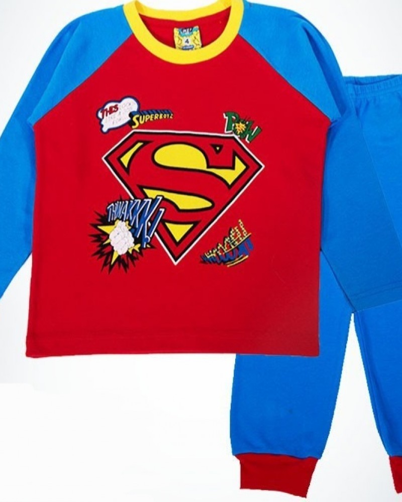 Παιδικό Σετ Πιτζάμα Super Αγόρι -Μπλε- 120-0109