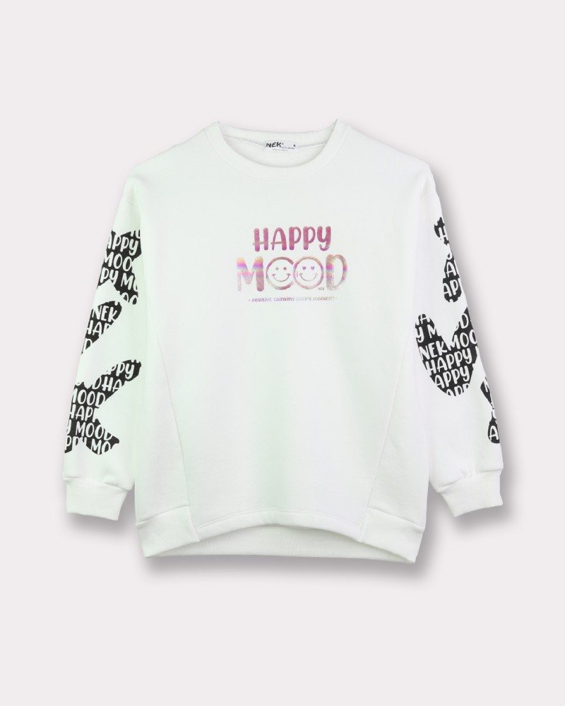 Εφηβικό Casual Σετ Φούτερ με Κολάν "Happy Mood" Κορίτσι -Εκρού- 121023