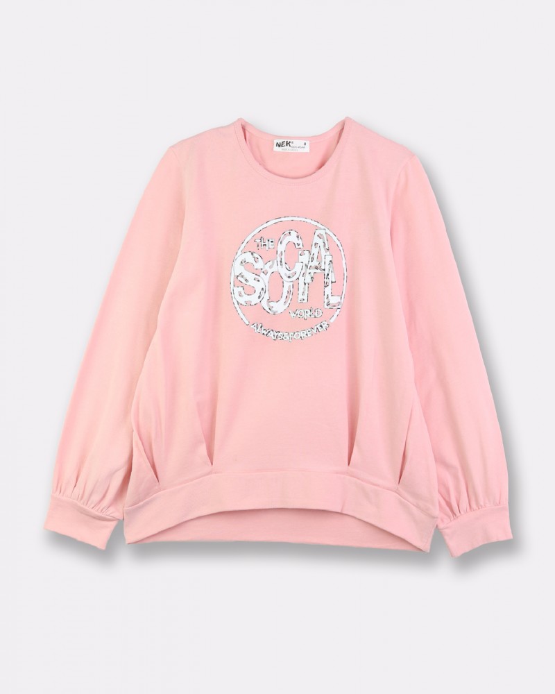 Εφηβικό Σετ Φούτερ Με Κολάν Εποχής Και Τύπωμα Social World Κορίτσι -Σκούρο Ροζ- 121423