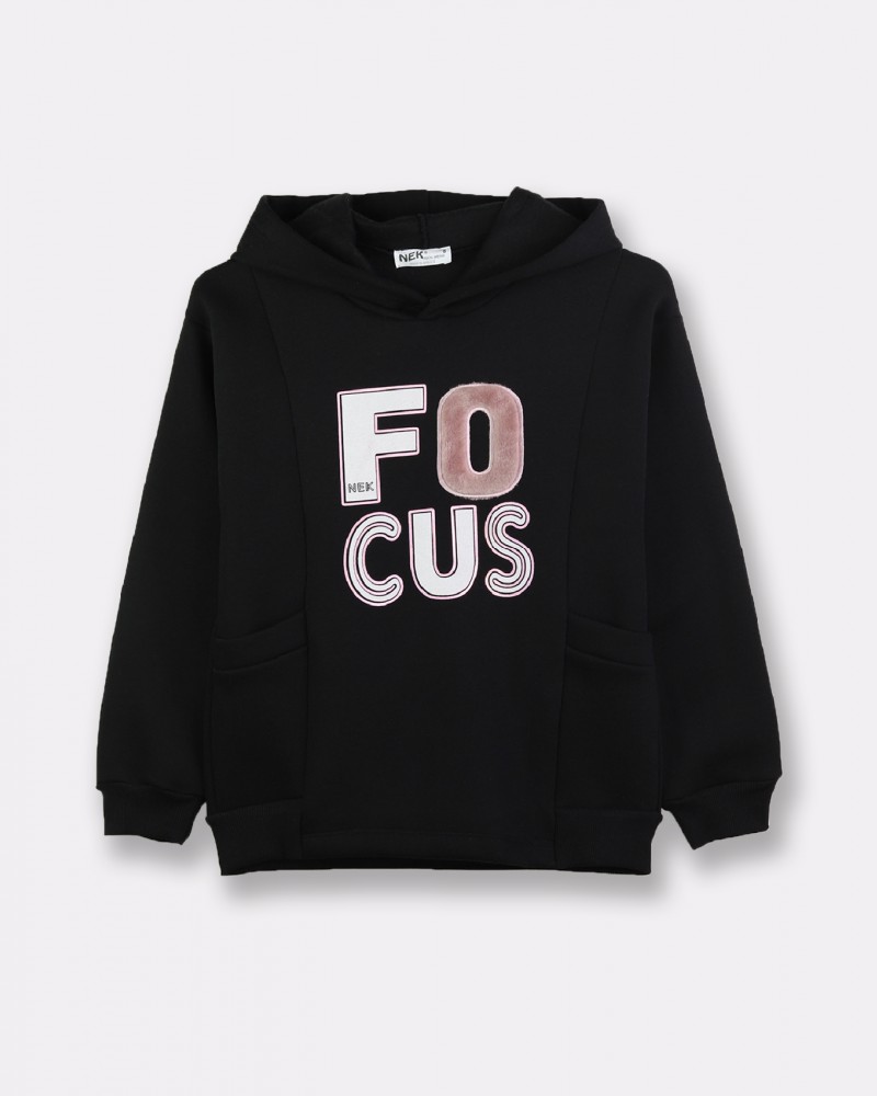 Εφηβικό Casual Σετ Φούτερ Φόρμα "Focus" Κορίτσι -Μαύρο- 121823