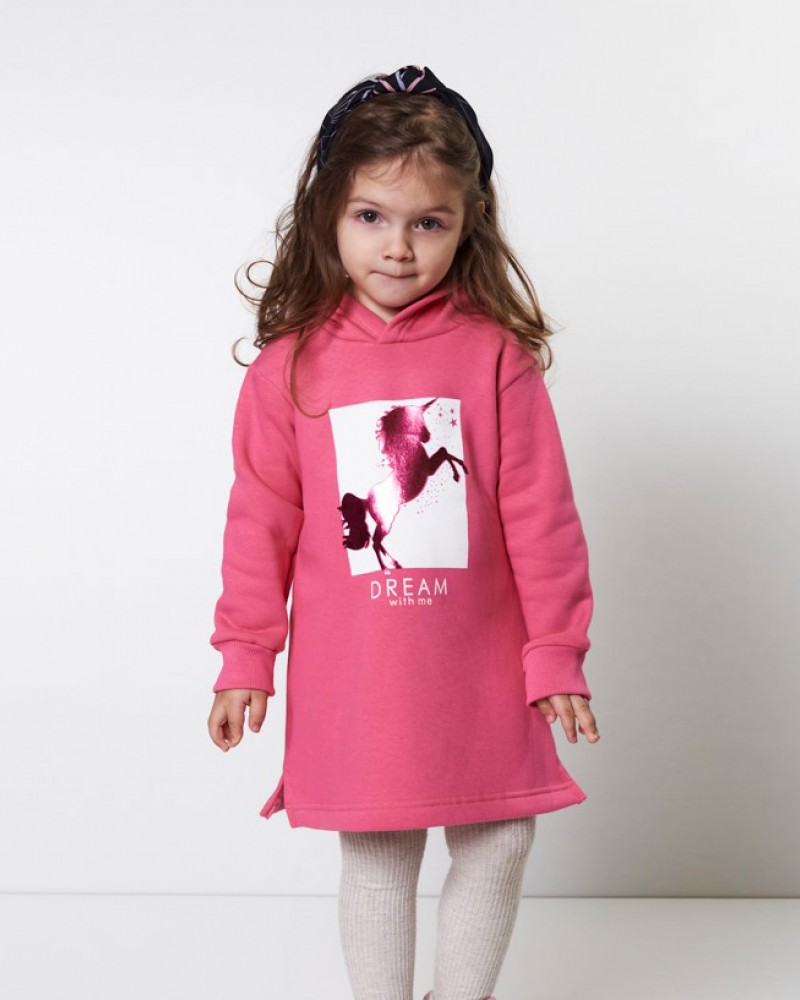 Παιδικό Clothing, Casual Φόρεμα Φούτερ Με Κουκούλα Unicorn Κορίτσι -Φουξ- 12200015