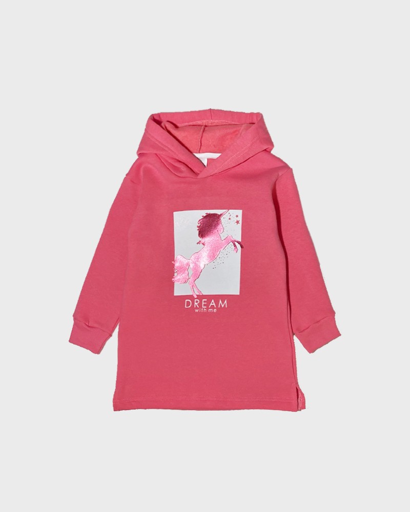 Παιδικό Clothing, Casual Φόρεμα Φούτερ Με Κουκούλα Unicorn Κορίτσι -Φουξ- 12200015