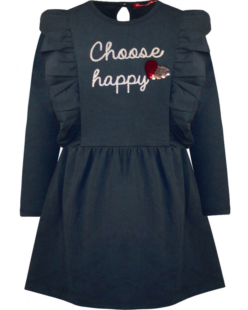 Παιδικό Casual Φόρεμα Choose Happy με Βολάν Κορίτσι -Μαρέν- 15-122331-7