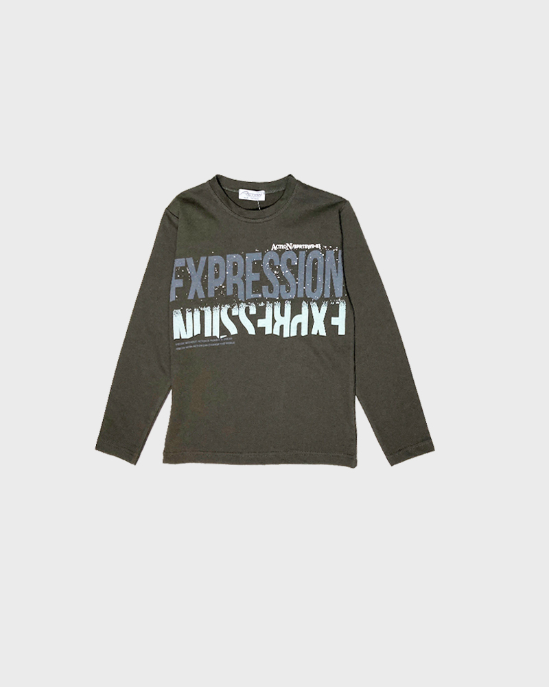 Εφηβική Μακό Μπλούζα Με Τύπωμα Expression Αγόρι -Λαδί- 12310044