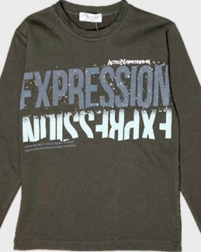 Εφηβική Μακό Μπλούζα Με Τύπωμα Expression Αγόρι -Λαδί- 12310044