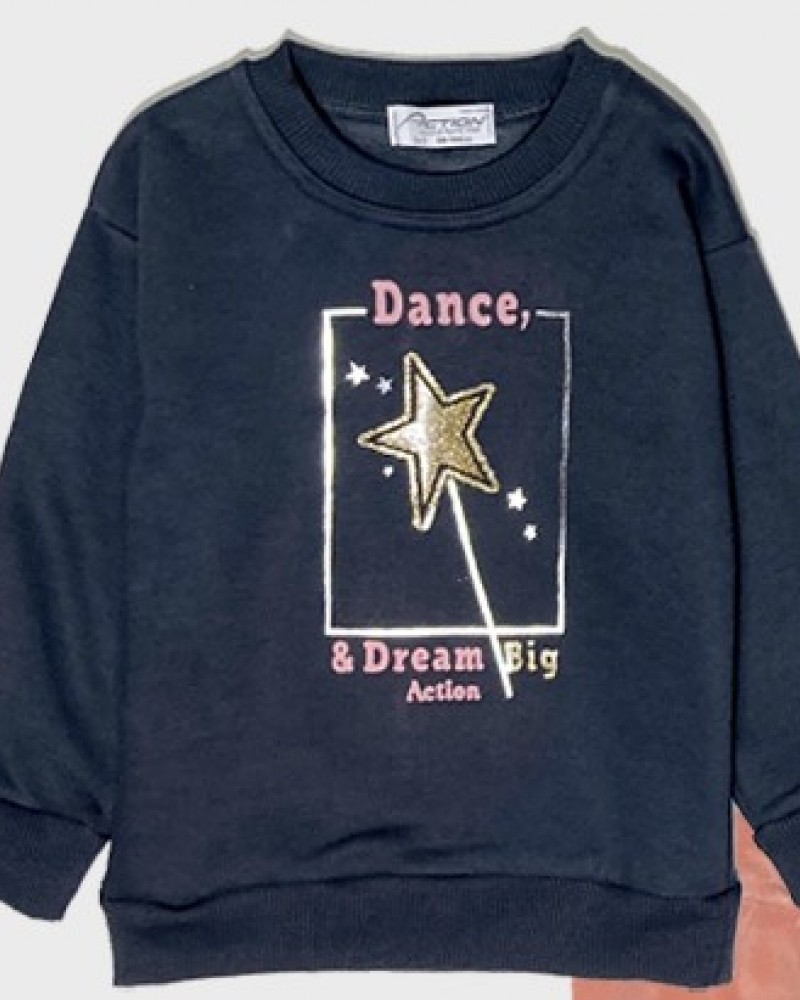 Παιδικό Σετ Φόρμα Φούτερ Με Τύπωμα Dance Κορίτσι -Ανθρακί- 12340033