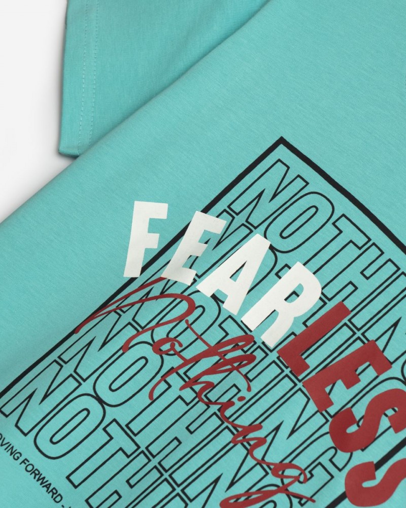 Εφηβικό Σετ Μακό με Μπλούζα Fearless και Βερμούδα Αγόρι (6-16) –Τυρκουάζ– 125-101118-1