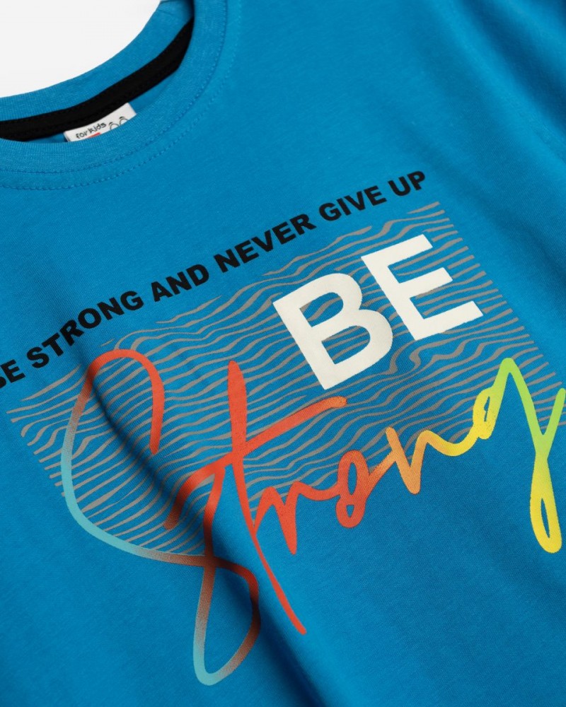 Εφηβικό Σετ με Μπλούζα Be Strong και Μακό Βερμούδα Αγόρι (6-16) –Ανοιχτό Ρουα– 125-101133-2