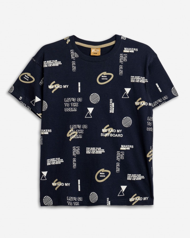 Εφηβική T-Shirt Μπλούζα με Τύπωμα Allover Αγόρι (6-16) -Μπλε- 125-105100-2