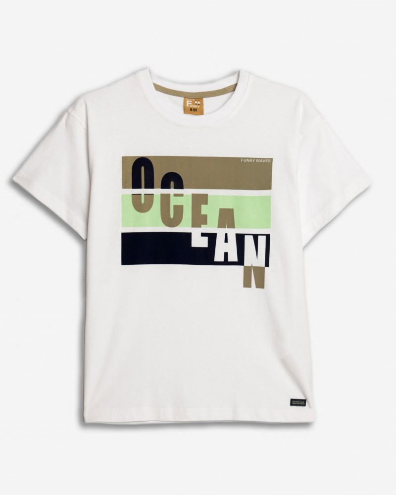 Εφηβική T-Shirt Μπλούζα με Τύπωμα Ocean Αγόρι (6-16) -Λευκό- 125-105102-1