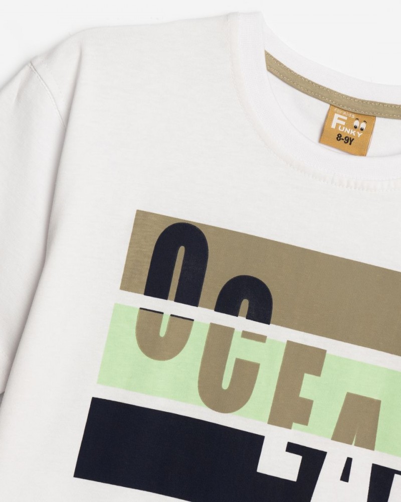Εφηβική T-Shirt Μπλούζα με Τύπωμα Ocean Αγόρι (6-16) -Λευκό- 125-105102-1