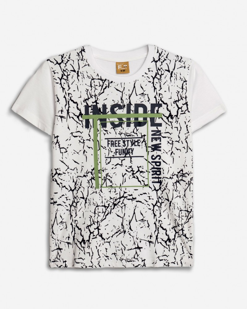 Εφηβική T-Shirt Μπλούζα Allover με Τύπωμα Free Style Αγόρι (6-16) -Λευκό- 125-105105-1