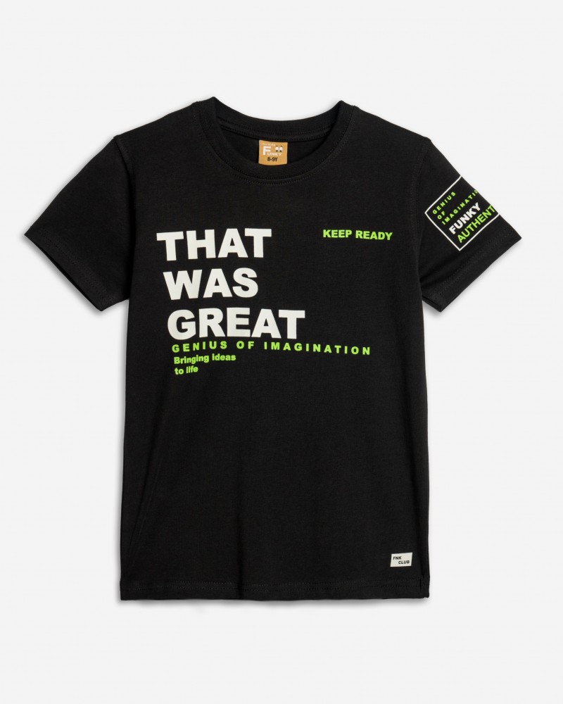 Εφηβική T-Shirt Μπλούζα με Τύπωμα Genius Αγόρι (6-16) -Μαύρο- 125-105107-1