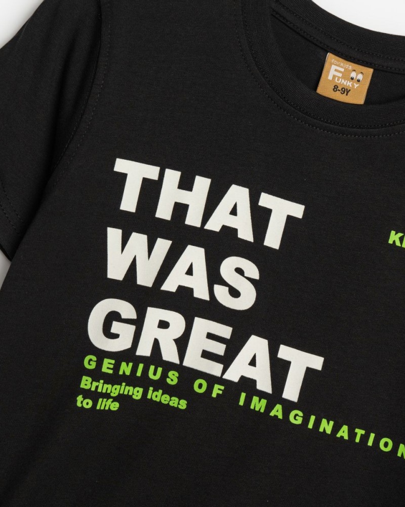 Εφηβική T-Shirt Μπλούζα με Τύπωμα Genius Αγόρι (6-16) -Μαύρο- 125-105107-1