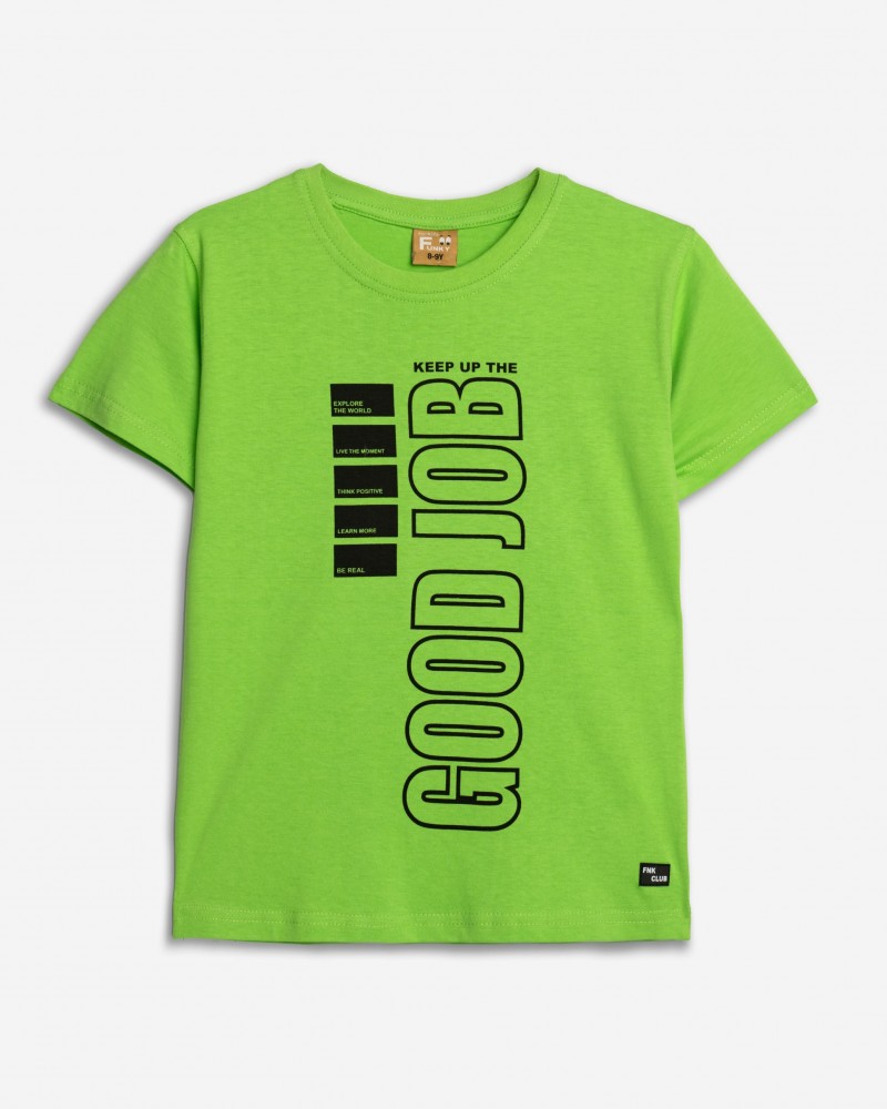 Εφηβική T-Shirt Μπλούζα με Τύπωμα Good Job Αγόρι (6-16) -Ακτινίδιο- 125-105108-1
