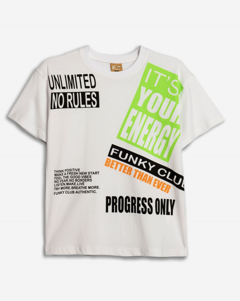 Εφηβική T-Shirt Μπλούζα με Τύπωμα Your Energy Αγόρι (6-16) -Λευκό- 125-105109-1
