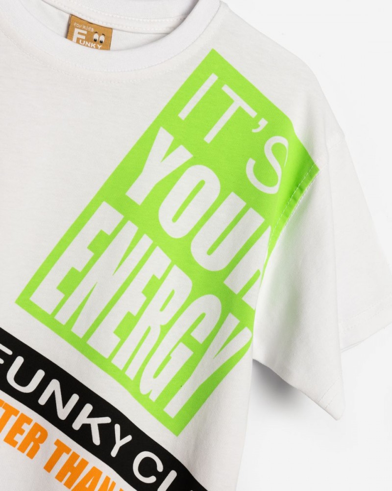 Εφηβική T-Shirt Μπλούζα με Τύπωμα Your Energy Αγόρι (6-16) -Λευκό- 125-105109-1