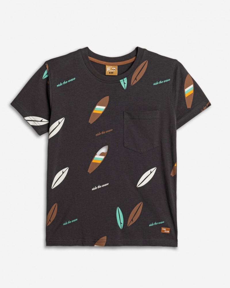 Εφηβική T-Shirt Μπλούζα Ride The Wave Αγόρι (6-16) -Ανθρακί- 125-105111-1