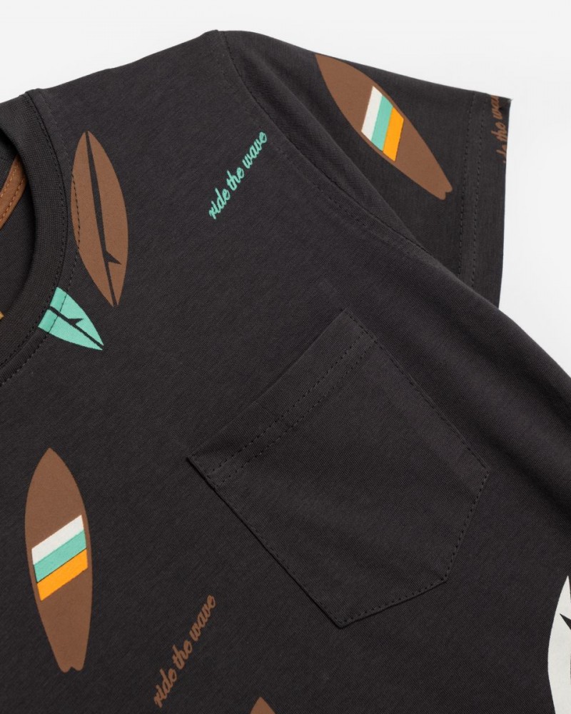Εφηβική T-Shirt Μπλούζα Ride The Wave Αγόρι (6-16) -Ανθρακί- 125-105111-1