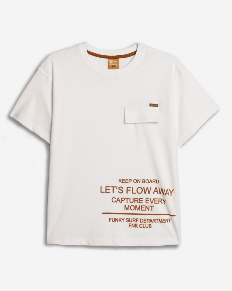 Εφηβική T-Shirt Μπλούζα με Διακοσμητικό Τσεπάκι Αγόρι (6-16) -Λευκό- 125-105112-1