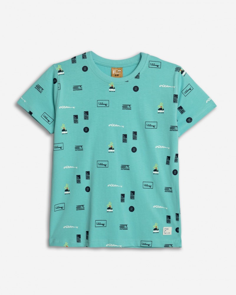 Εφηβική T-Shirt Μπλούζα με Τύπωμα Allover Αγόρι (6-16) -Τυρκουάζ- 125-105118-2