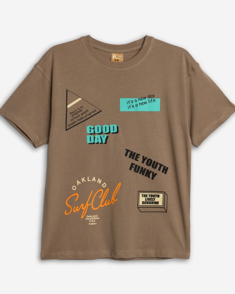 Εφηβική T-Shirt Μπλούζα Good Day Αγόρι (6-16) -Μόκα- 125-105119-1