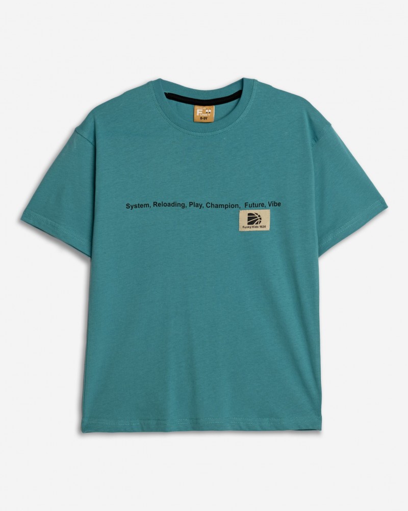 Εφηβική T-Shirt Μπλούζα με Τύπωμα System Αγόρι (6-16) -Πετρόλ- 125-105124-1