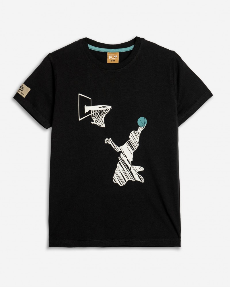 Εφηβική T-Shirt Μπλούζα Basketball Αγόρι (6-16) -Μαύρο- 125-105126-1