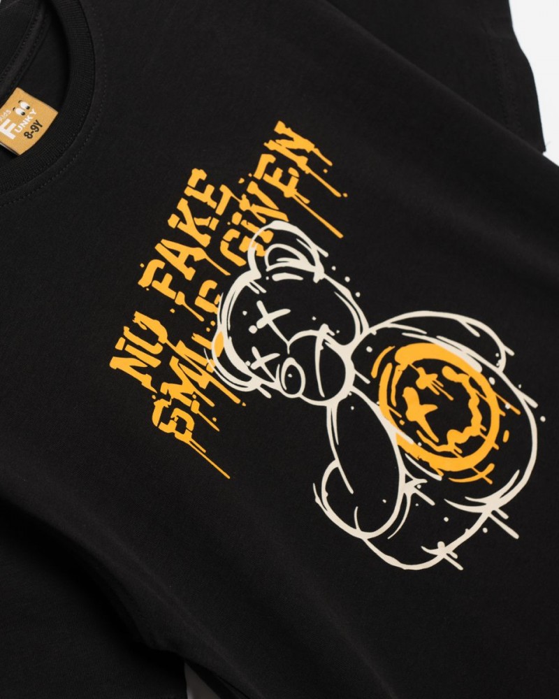 Εφηβική T-Shirt Μπλούζα με Τύπωμα Smile Given Αγόρι (6-16) -Μαύρο- 125-105132-1