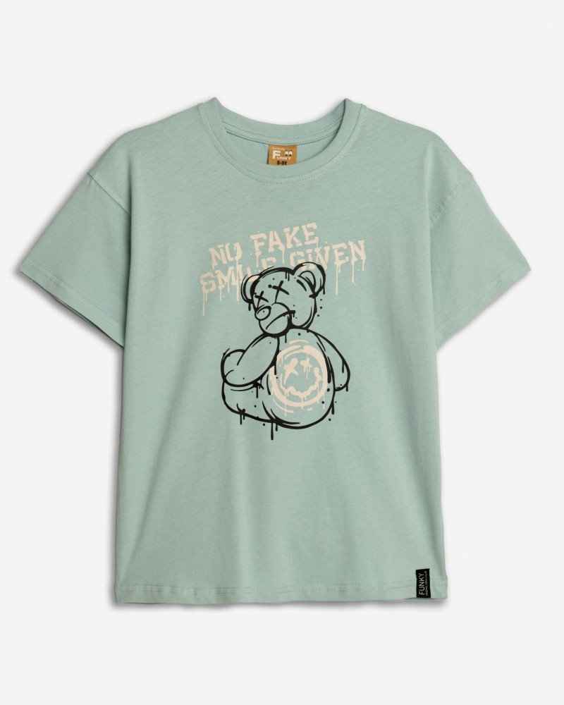 Εφηβική T-Shirt Μπλούζα με Τύπωμα Smile Given Αγόρι (6-16) -Grayed Jade- 125-105132-2
