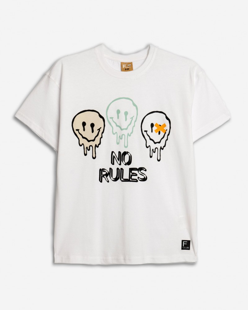 Εφηβική T-Shirt Μπλούζα με Τύπωμα No Rules Αγόρι (6-16) -Λευκό- 125-105133-1