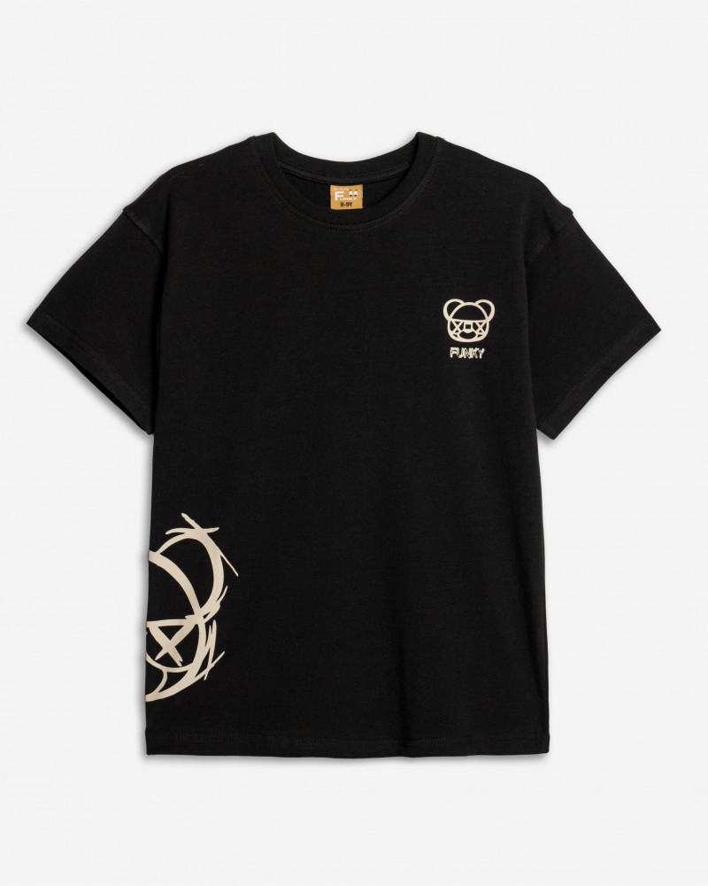Εφηβική T-Shirt Μπλούζα με Τύπωμα Αρκουδάκι Αγόρι (6-16) -Μαύρο- 125-105134-1