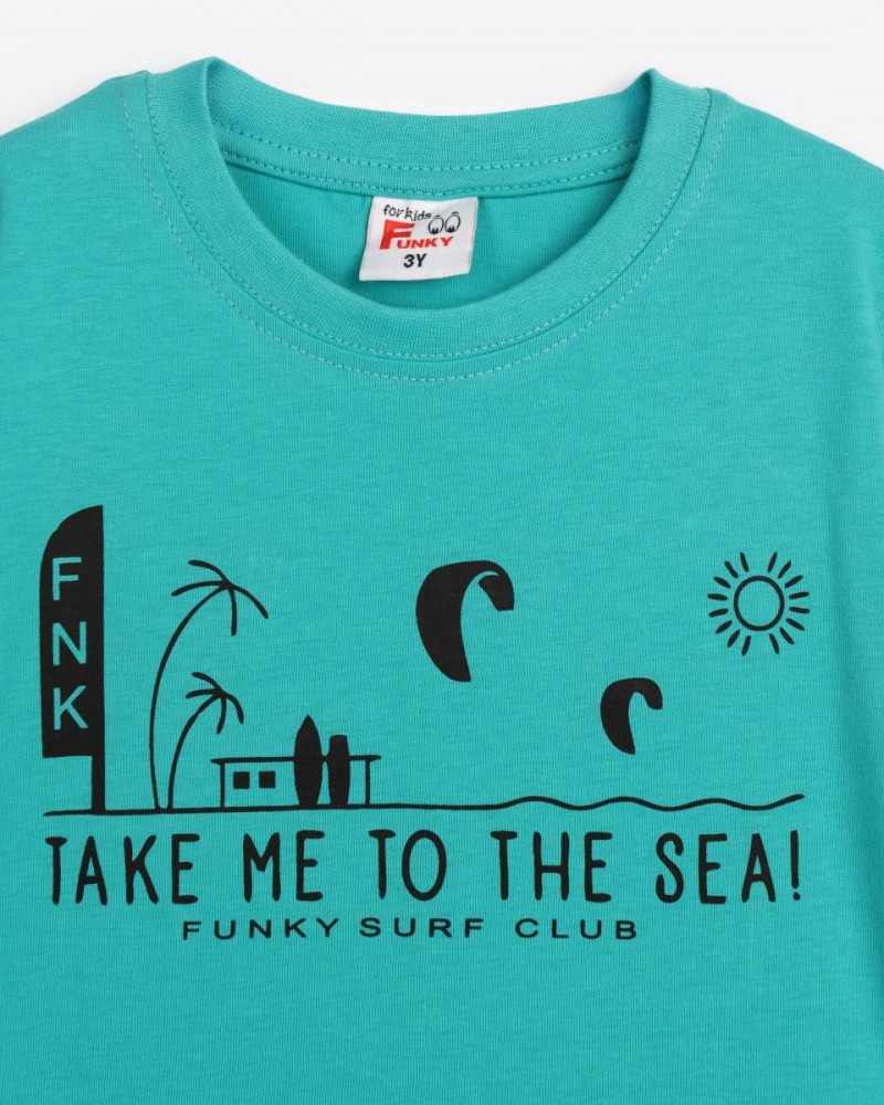 Παιδικό Σετ με Μπλούζα Sea Hawaii Και Βερμούδα Αγόρι (1-6) -Τυρκουάζ- 125-301103-1