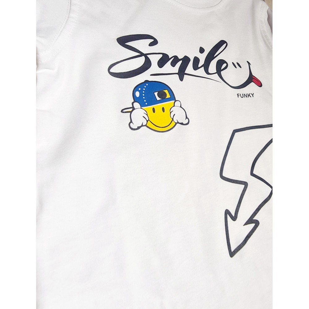 Παιδική Μπλούζα Μακό Με Τύπωμα Smile Αγόρι (2-6) -Λευκό- 125-305127-1