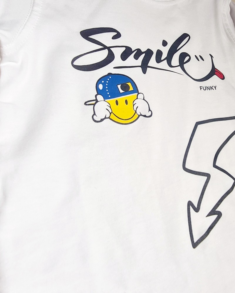 Παιδική Μπλούζα Μακό Με Τύπωμα Smile Αγόρι (2-6) -Λευκό- 125-305127-1