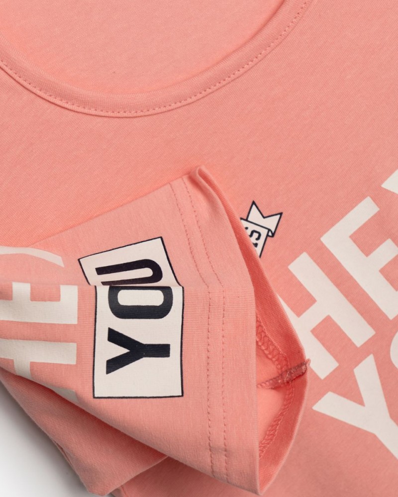 Εφηβική Μπλούζα T-Shirt με Τύπωμα Hey You Κορίτσι (6-16) -Misty Rose- 125-505103-1