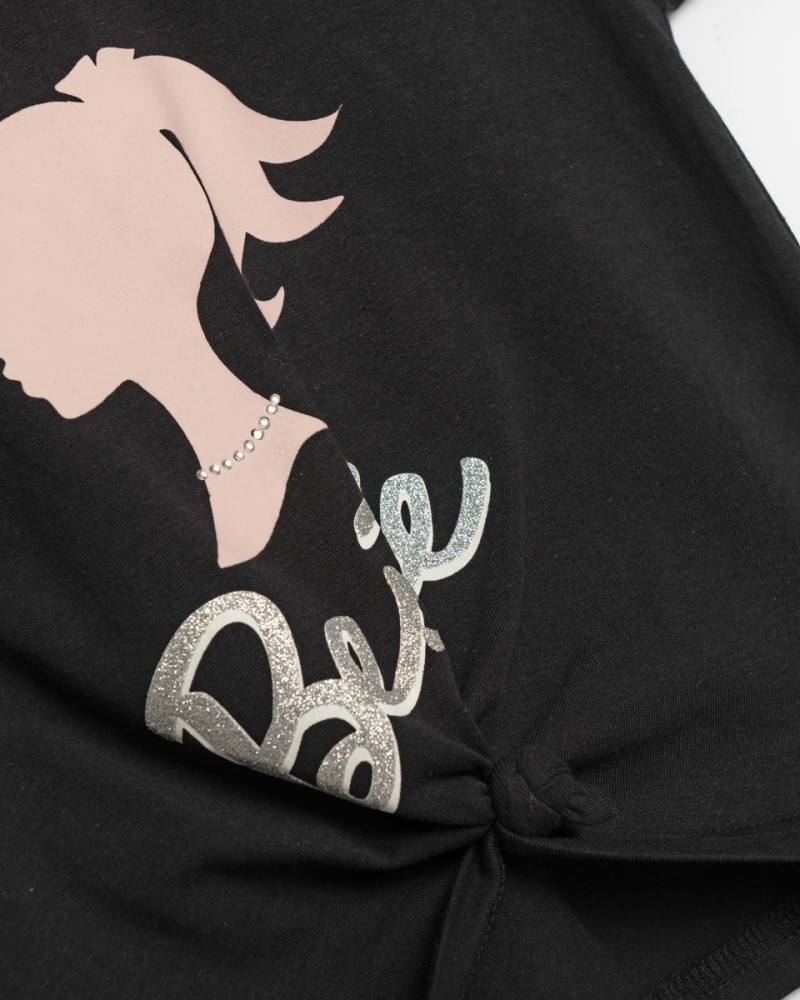 Εφηβική Μπλούζα T-Shirt με Τύπωμα Bestie Κορίτσι (6-16) -Μαύρο- 125-505119-1