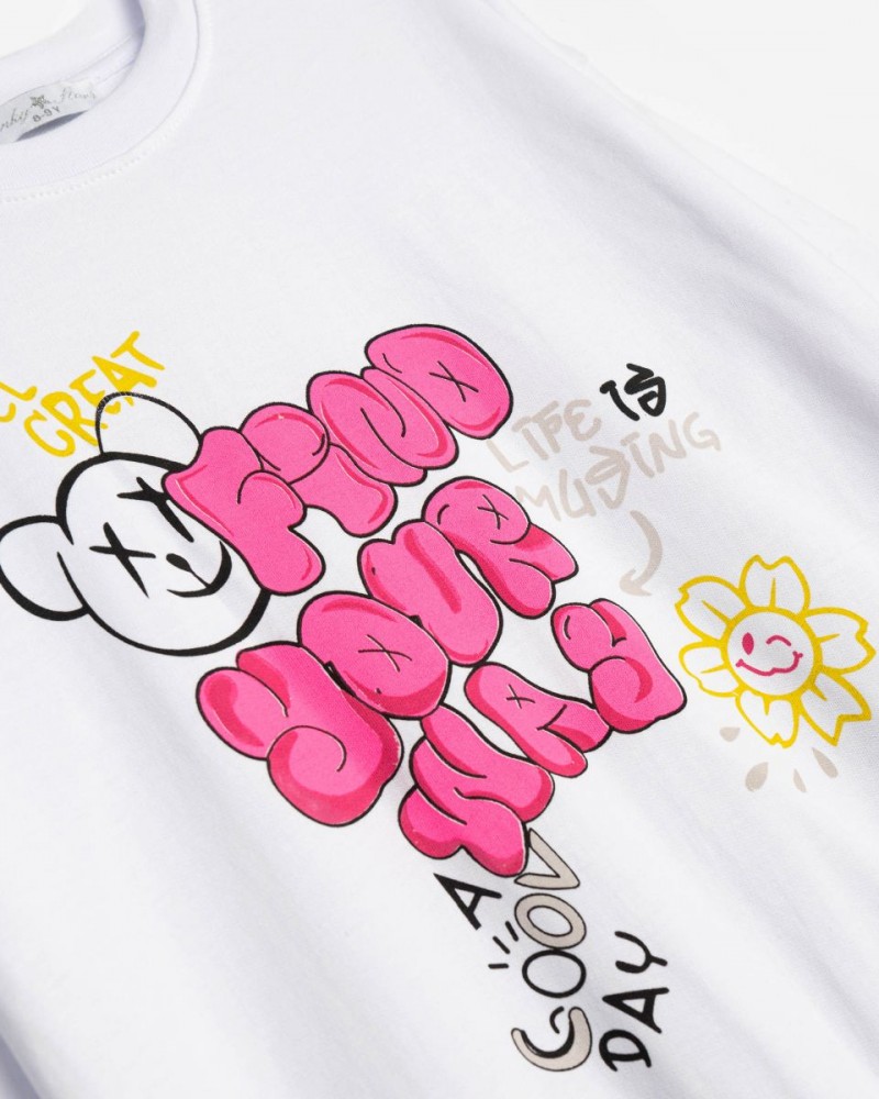 Εφηβικό Σετ Φούτερ Φόρμα Εποχής Με Τύπωμα Graffiti Κορίτσι (6-16) -Λευκό- 125-517105-1