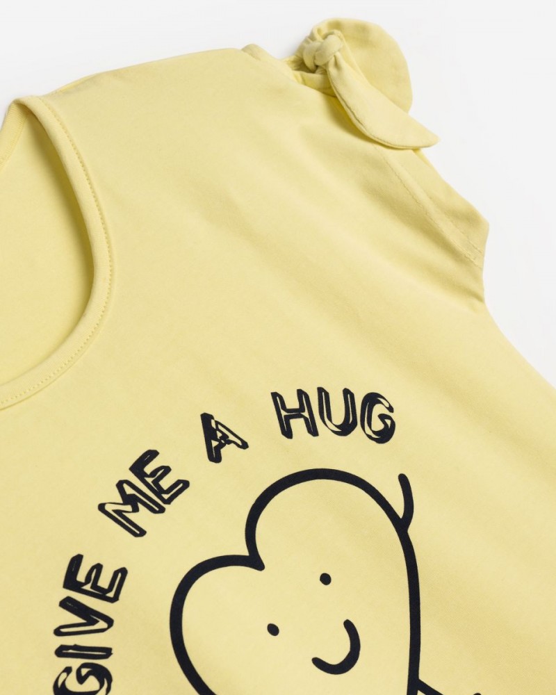 Εφηβικό Σετ με Μπλούζα Give Me a Hug Και Κολάν Κάπρι Κορίτσι (6-16) -Λεμονί- 125-520102-2