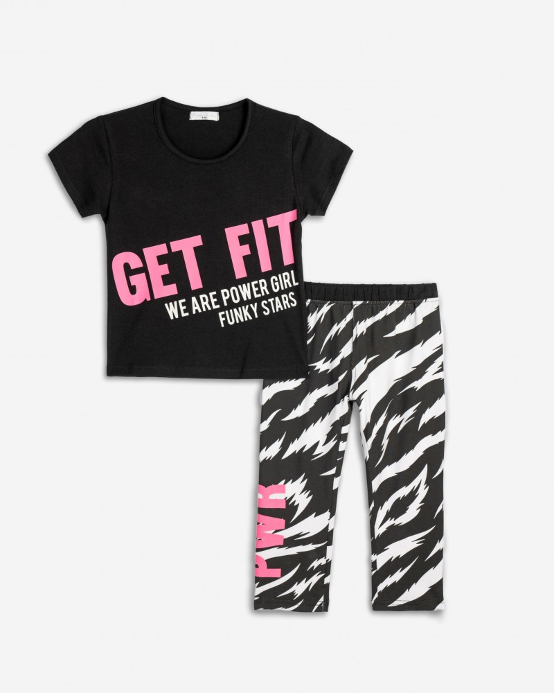 Εφηβικό Σετ με Μπλούζα Μακό Get Fit Και Κολάν Κάπρι Κορίτσι (6-16) -Μαύρο- 125-539113-1