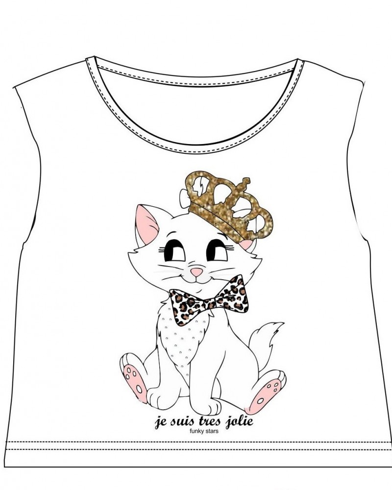 Παιδικό Σετ με Μπλούζα Γατάκι με Στέμμα και Σορτς Κορίτσι (2-6) -Λευκό- 125-724125-1