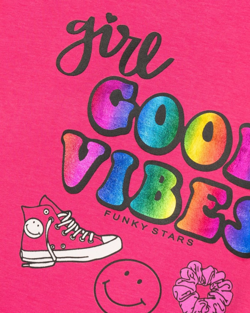 Παιδικό Σετ με Μπλούζα Good Vibes και Κολάν Ποδηλατικό Κορίτσι (2-6) -Φούξια- 125-727100-1