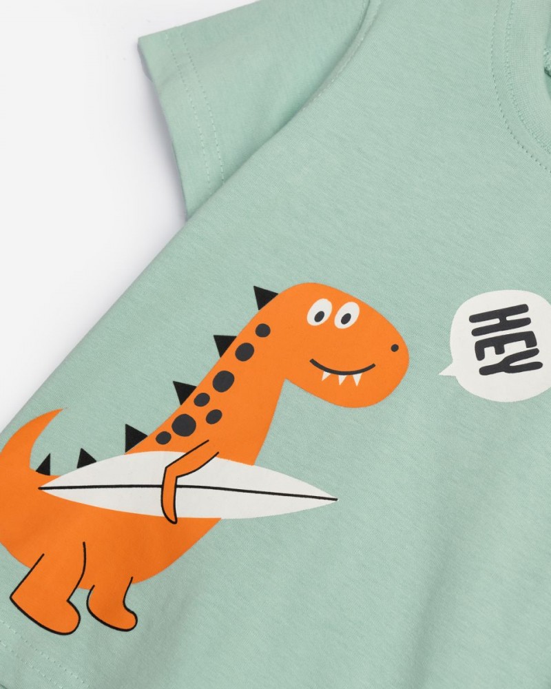 Βρεφικό Μακό Σετ με Μπλούζα Dino Και Βερμούδα Αγόρι (6-24μ) -Φυστικί- 125-801116-1