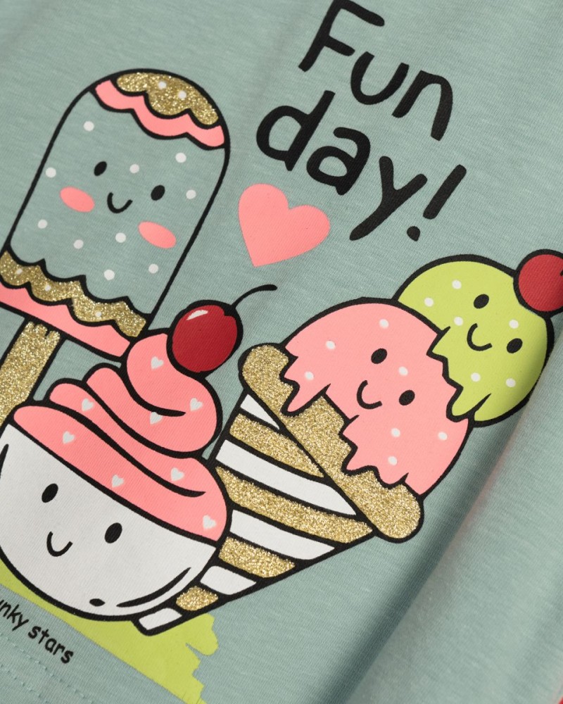 Βρεφικό Σετ με Μπλούζα Αμάνικη Fun Day και Σορτς Κορίτσι (6-24) -Φυστικί- 125-924109-1